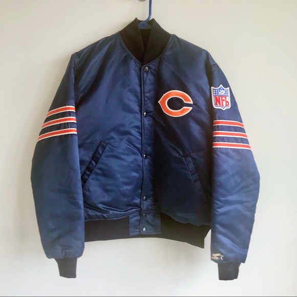 90s VTG STARTER CHICAGO BEARS Jacket Satin Snap M - Picture 1 of 13